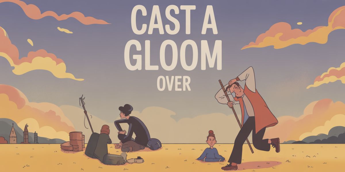 Cast a ___ over (to cause a sense of gloom or trouble)