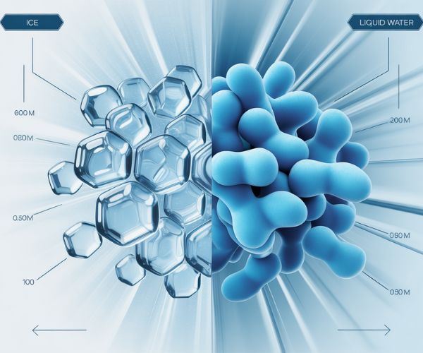 It is less dense than liquid water