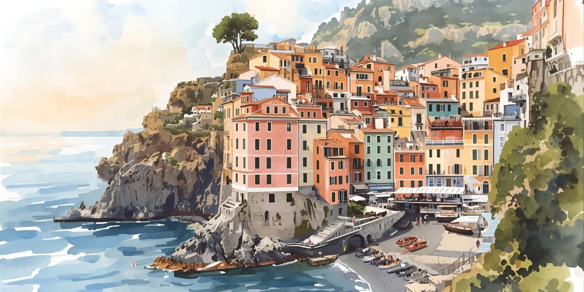 Riomaggiore, a town in Cinque Terre with pastel pink houses, is located in which country