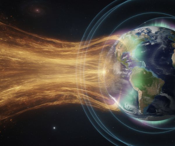 Solar winds interacting with Earth's magnetic field