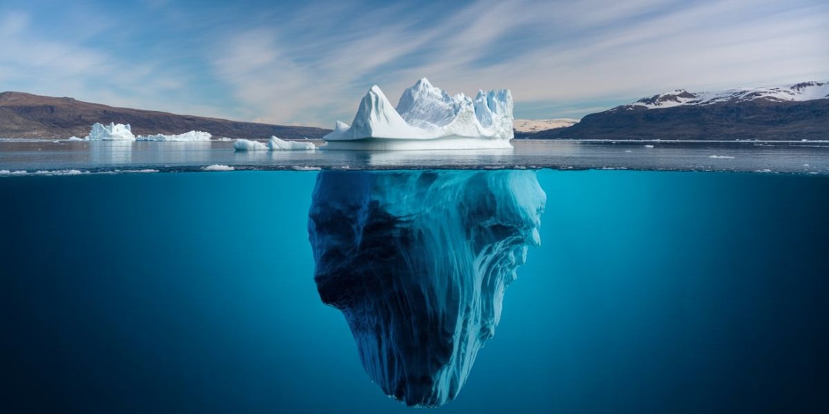 What portion of an iceberg’s total size is usually seen above the water’s surface