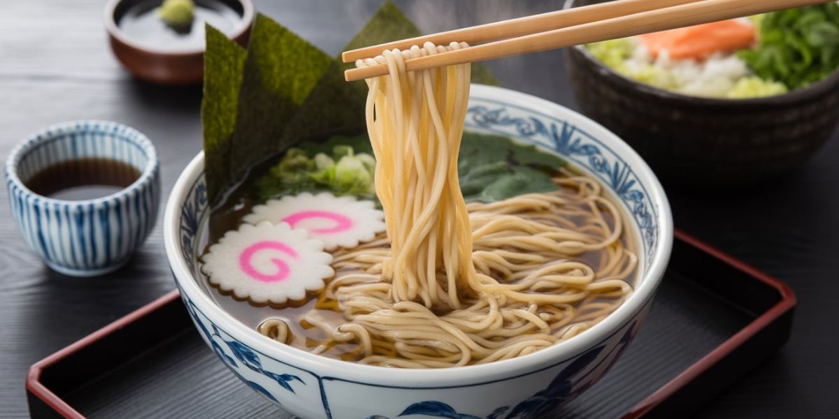Which Japanese dish consists of noodles served in a steaming hot broth and is especially popular in winter