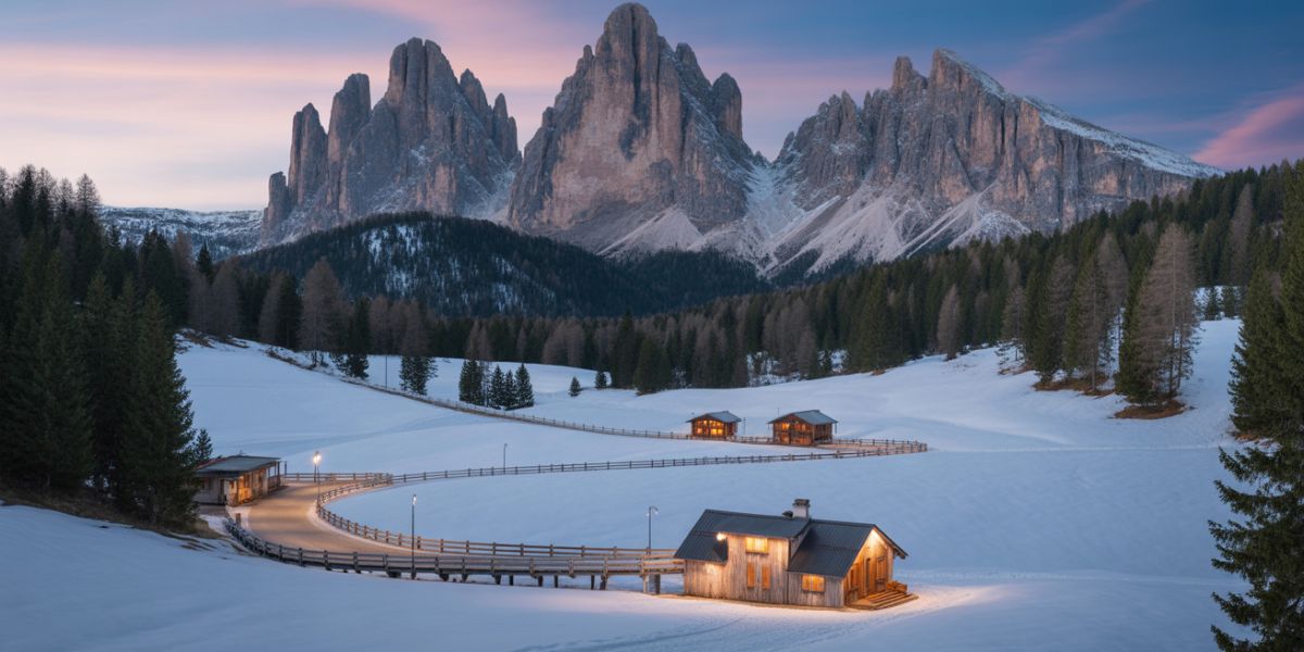 Which country is well-known for its scenic snowy landscapes in the Dolomites