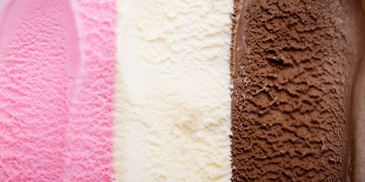 Which three-flavored ice cream—featuring chocolate, vanilla, and strawberry—is named after an Italian city