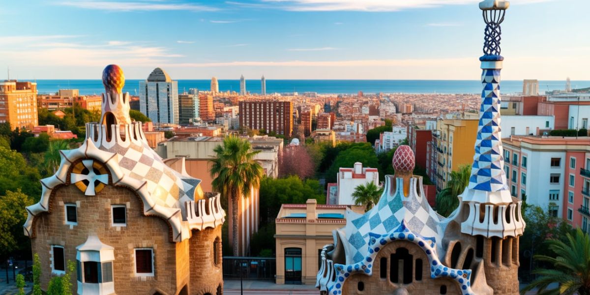 A lively city featuring the surreal architecture of Gaudí, organized within a grid of streets. What city is this