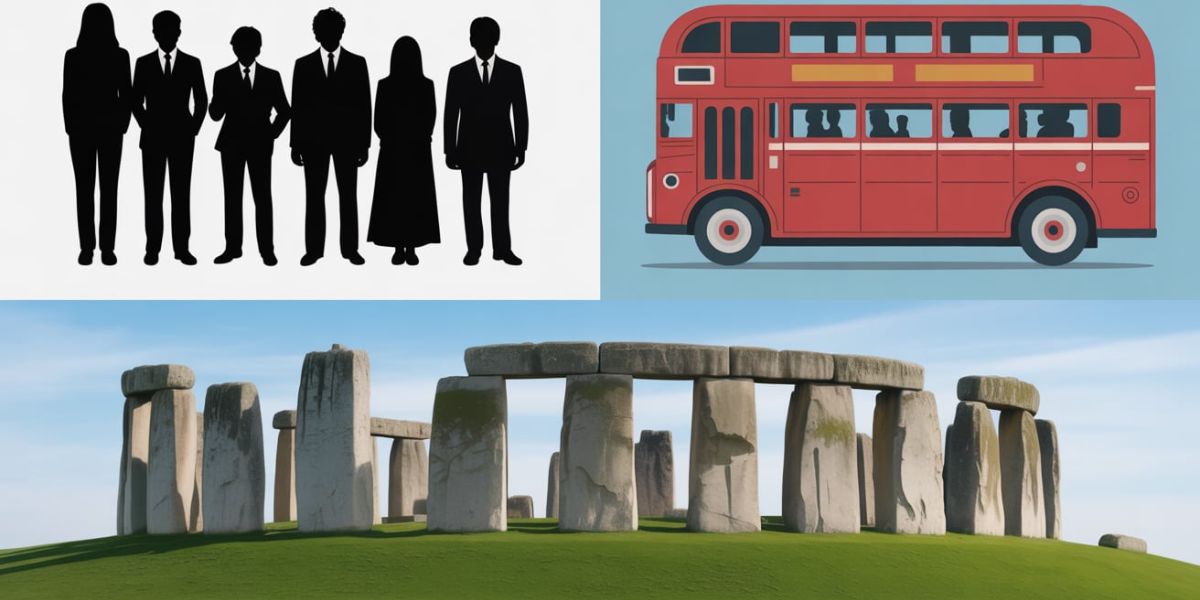 Can you name the country hinted at by these three clues the Beatles, red buses, and Stonehenge