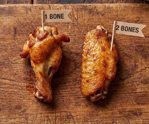 Drumette has one bone, flat has two