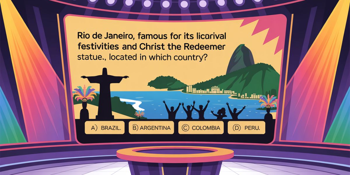 Get ready to showcase your trivia skills! Rio de Janeiro, famous for its lively Carnival festivities and the iconic Christ the Redeemer statue, is located in which country