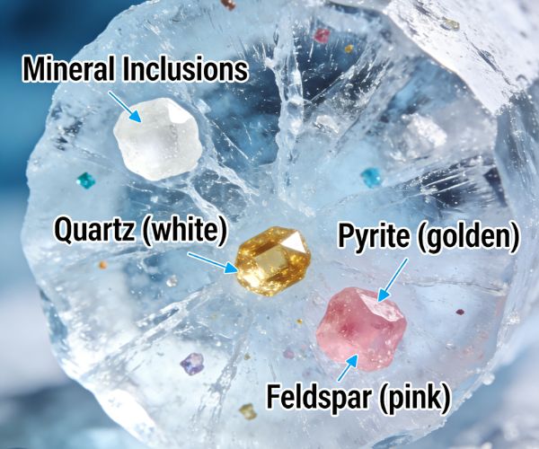 Presence of minerals in the ice