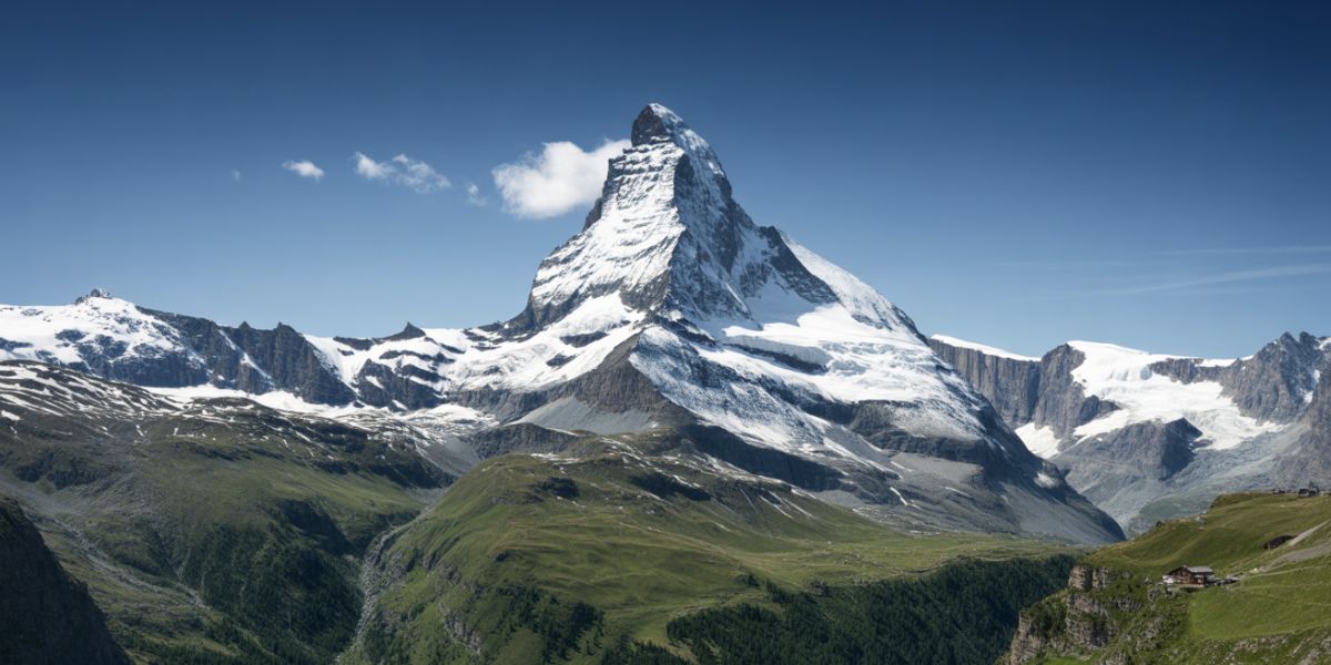 The Matterhorn, known for its distinctive pyramid shape, is a challenging climb situated in the majestic Alps of Europe, not in the rugged Rockies of North America.