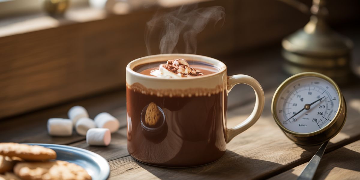 What is the ideal serving temperature for hot chocolate to maximize enjoyment