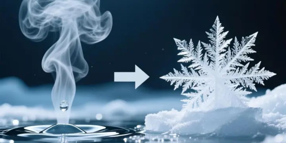 What is the process called when water vapor changes directly into ice crystals
