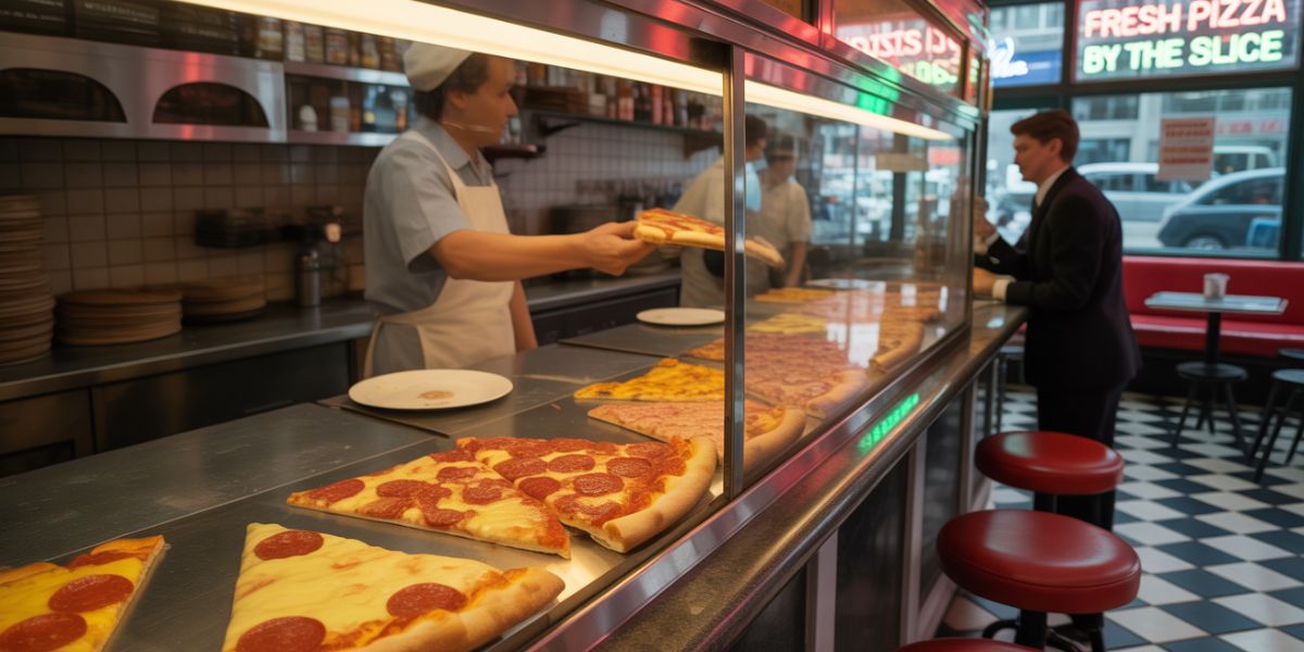 When did restaurants begin offering pizza by the slice