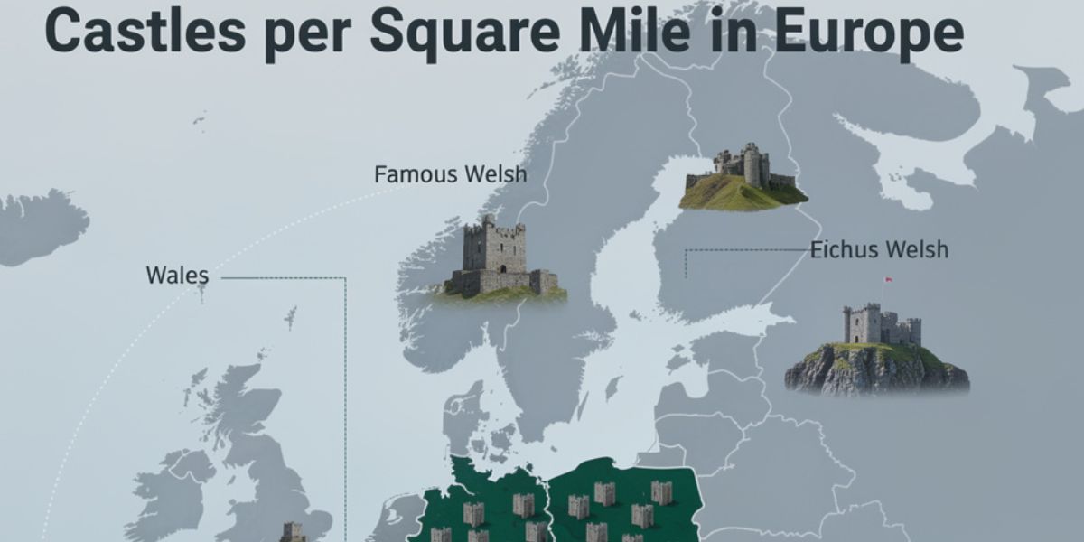 Which European nation has the highest density of castles per square mile