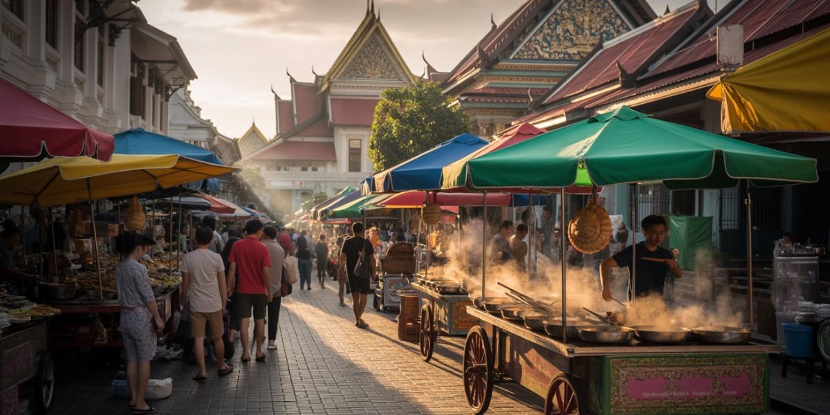 Which Southeast Asian capital is renowned for its historic architecture and lively street food scene