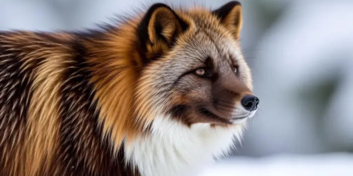 Which animal has long, dense fur that turns brown in summer and white in winter
