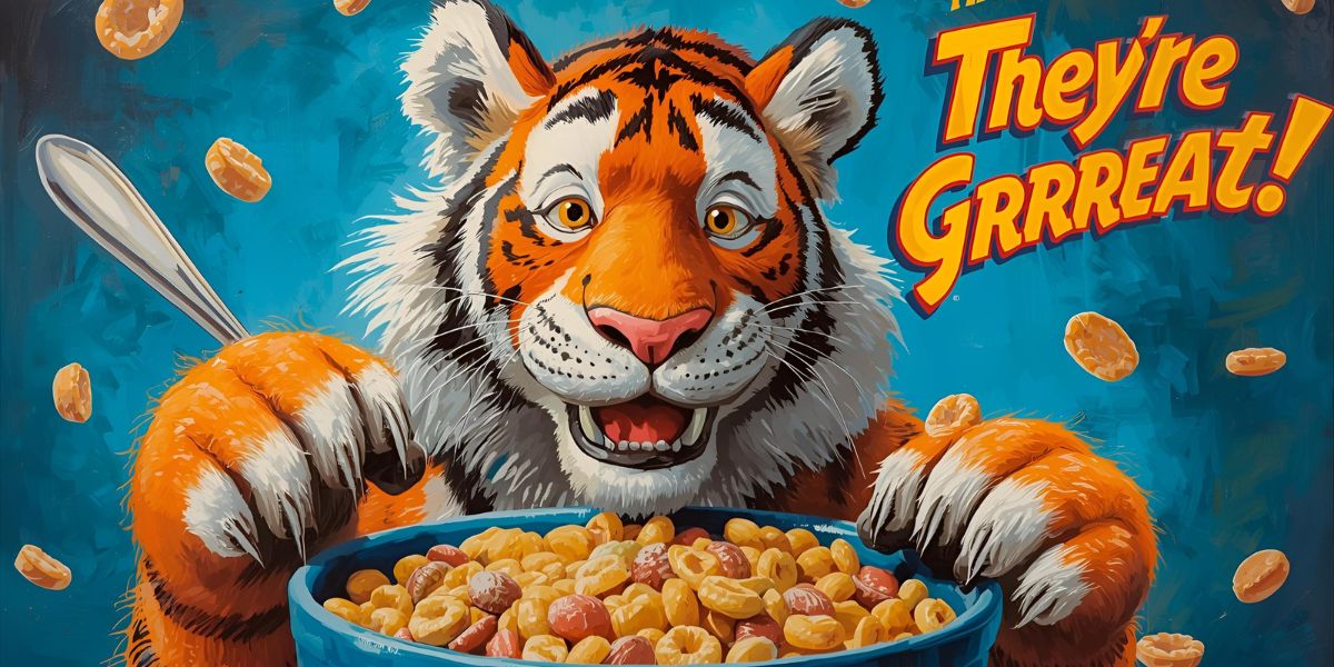 Which breakfast cereal features a tiger as its mascot and is famous for the slogan 'They're Grrreat!'
