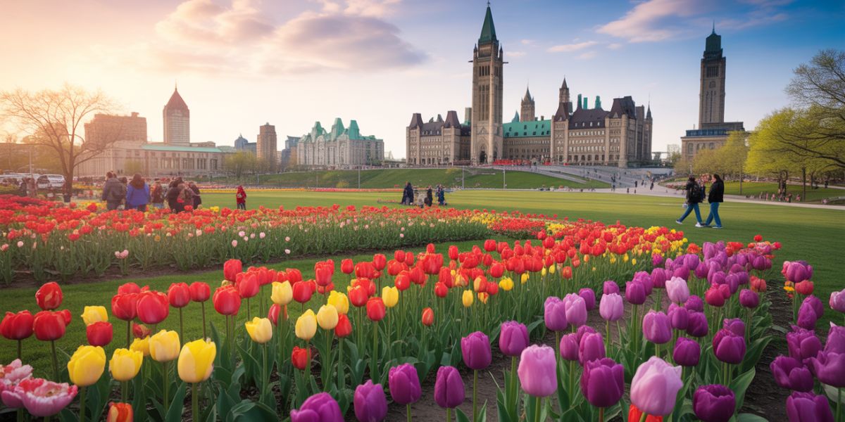 Which city in Canada, serving as the nation’s capital, is home to the lively Canadian Tulip Festival each spring