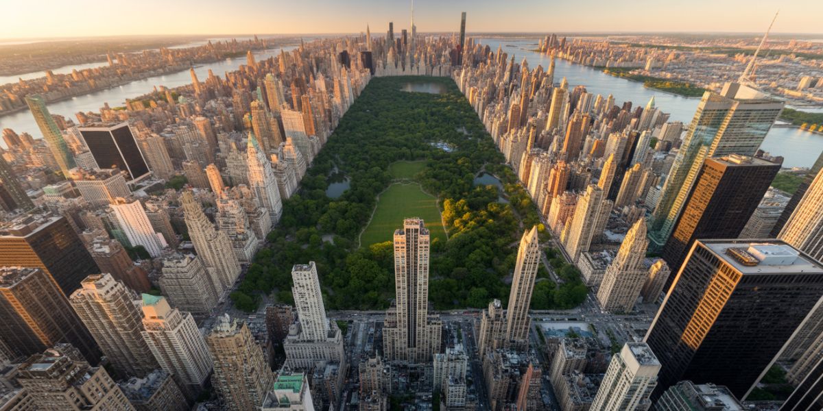 Which city is renowned for its grid-patterned streets and a vast central park