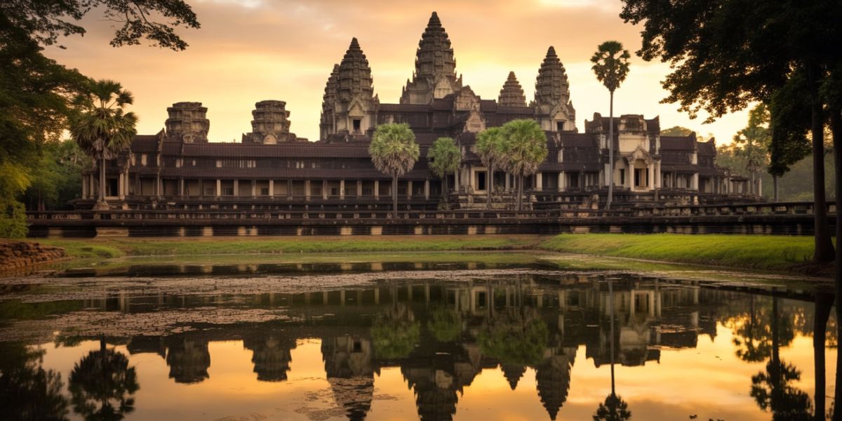Which country is home to the famous temple complex Angkor Wat