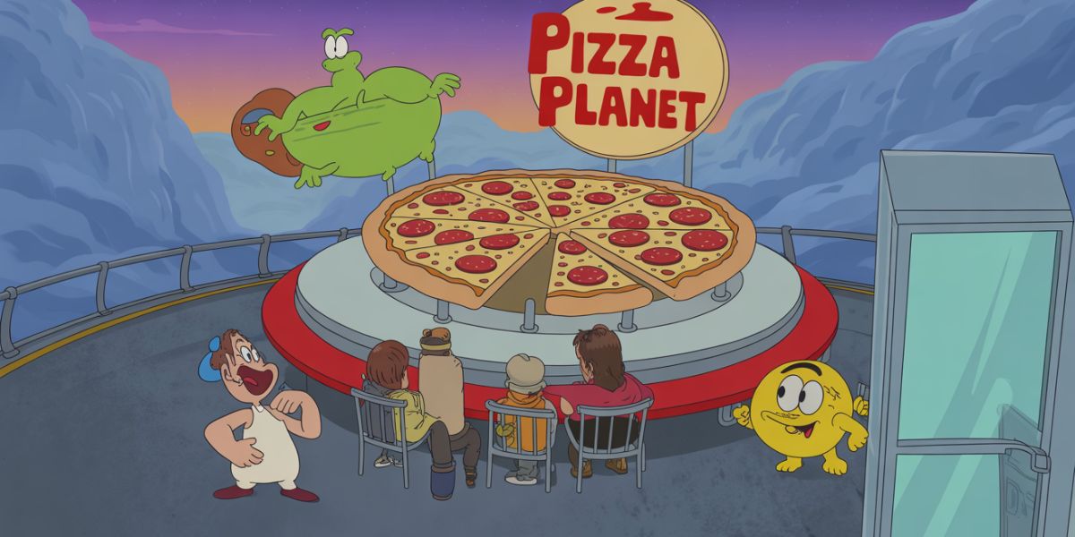 Which film includes the imaginary pizza joint known as Pizza Planet