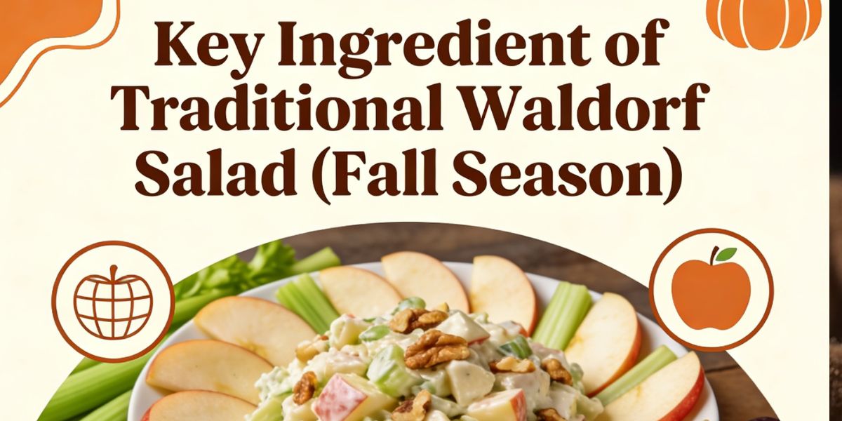 Which key ingredient forms the base of a traditional Waldorf salad commonly enjoyed during the fall season