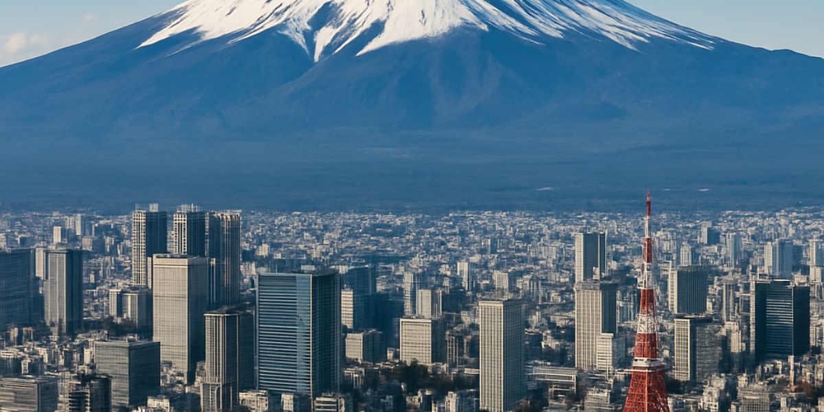 Which major city does Mount Fuji overlook