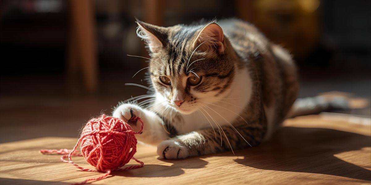 Which toy can be dangerous for cats and is typically not found in a cat café