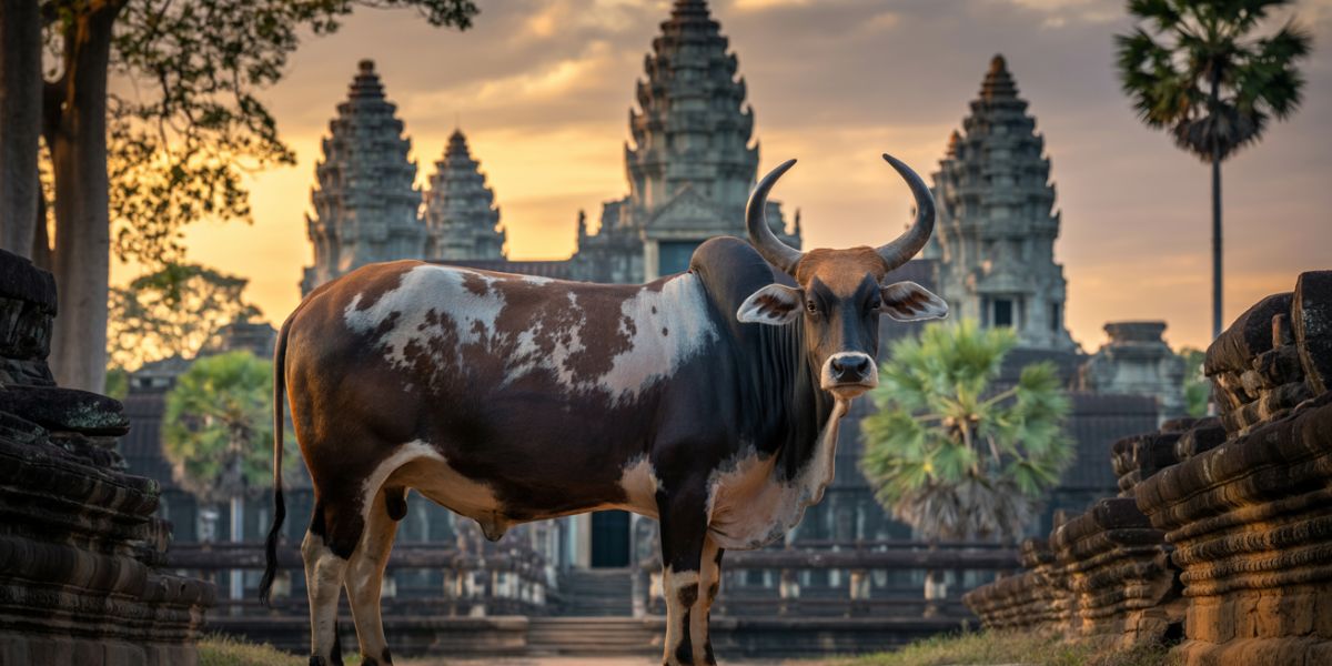 Your first set of hints Cambodia, kouprey, Temple of Angkor.