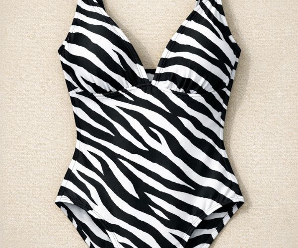 Zebra-striped swimsuit
