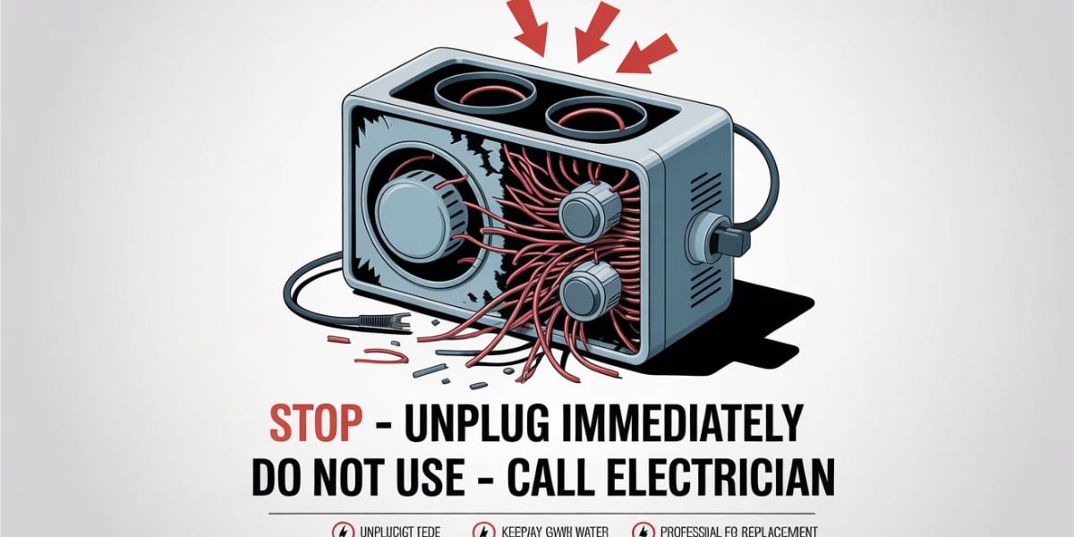 What action should you take if you notice frayed wiring or a damaged cable on an electrical appliance