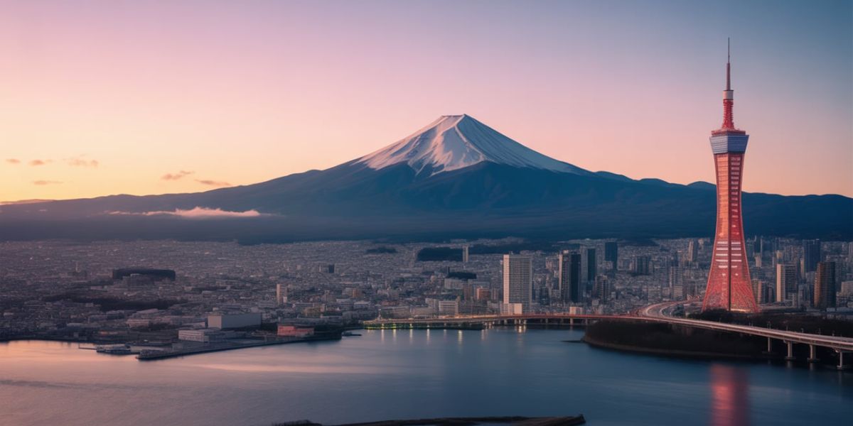 Which megacity does Mount Fuji tower over