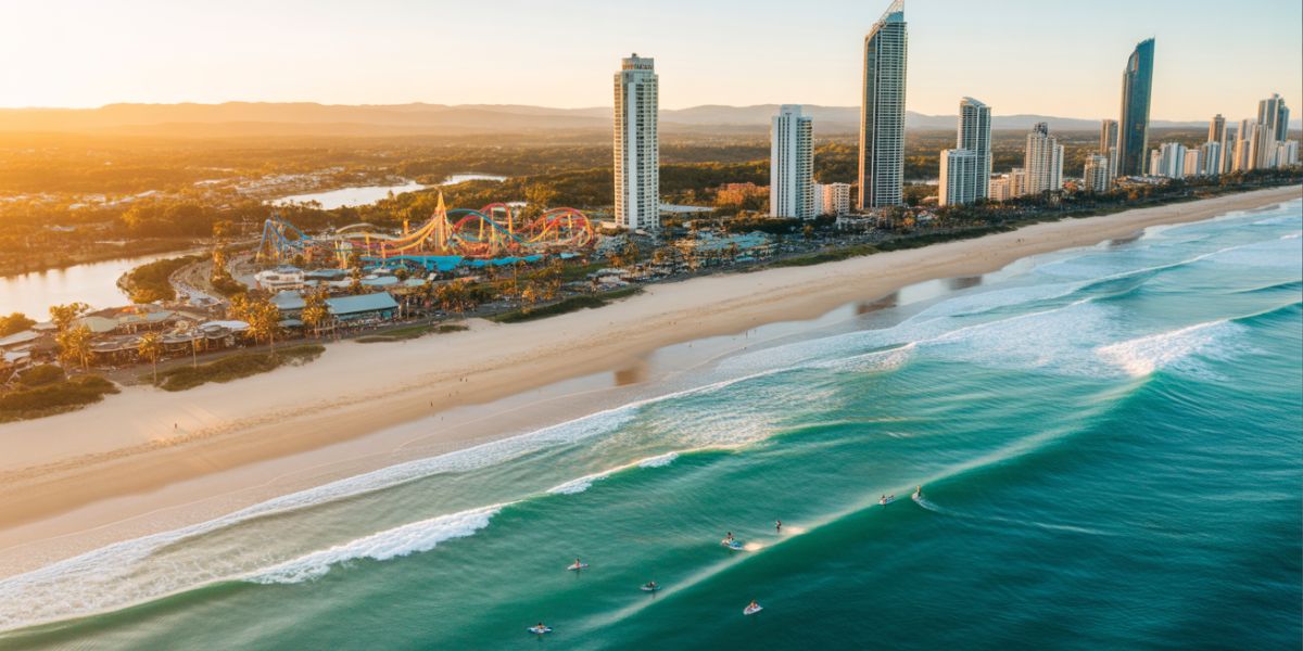 Surfers head to the Gold Coast for consistent waves and thrilling theme parks all year round. Where is this place